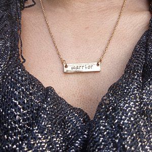Gold Plated-Bar Engraved Warrior Necklace